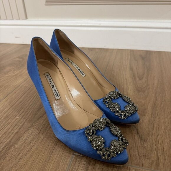 Manolo Blahnik Shoes - Manolo Blahnik Pump Blue Crystal Heel Shoes